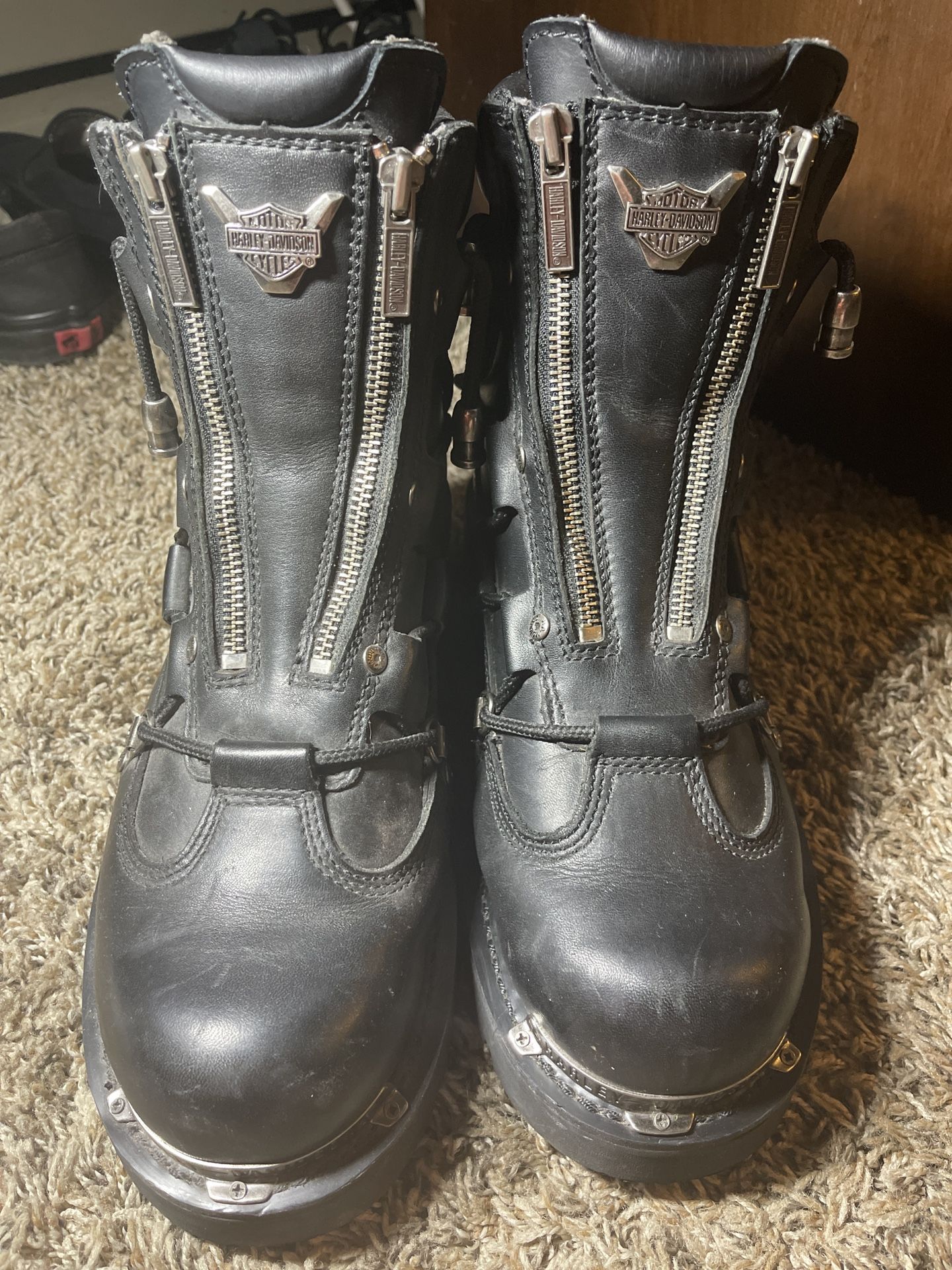 HARLEY-DAVIDSON FOOTWEAR Men's Brake Light Black Leather Motorcycle Boots 9168
