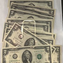6x $2 Dollar Bills 