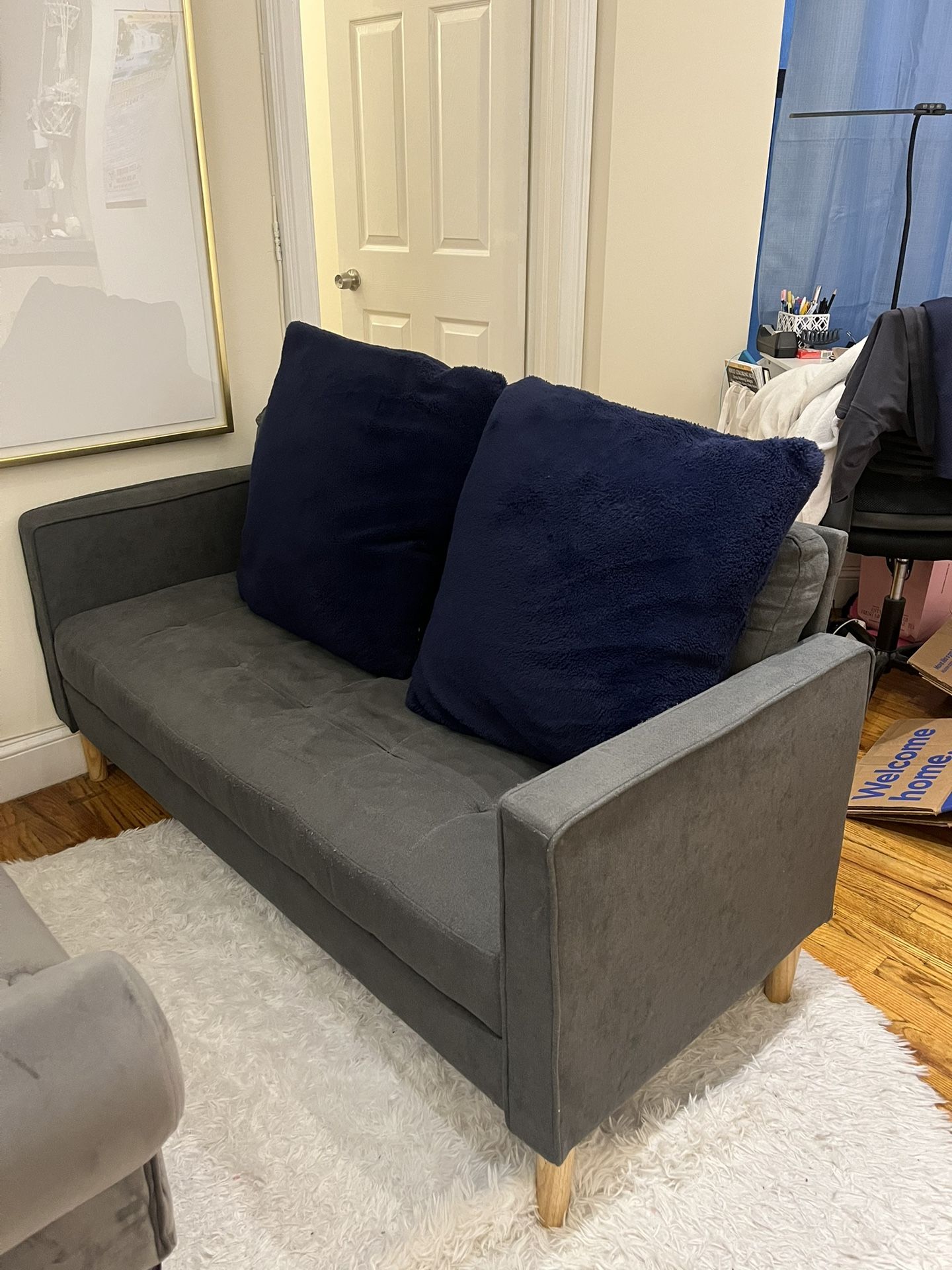 Gray Loveseat Couch/Two Seater Sofa