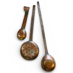 Antique Hammered Copper Kitchen Utensil Set