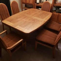7-Pc Solid Red Oak Dining Table Set 
