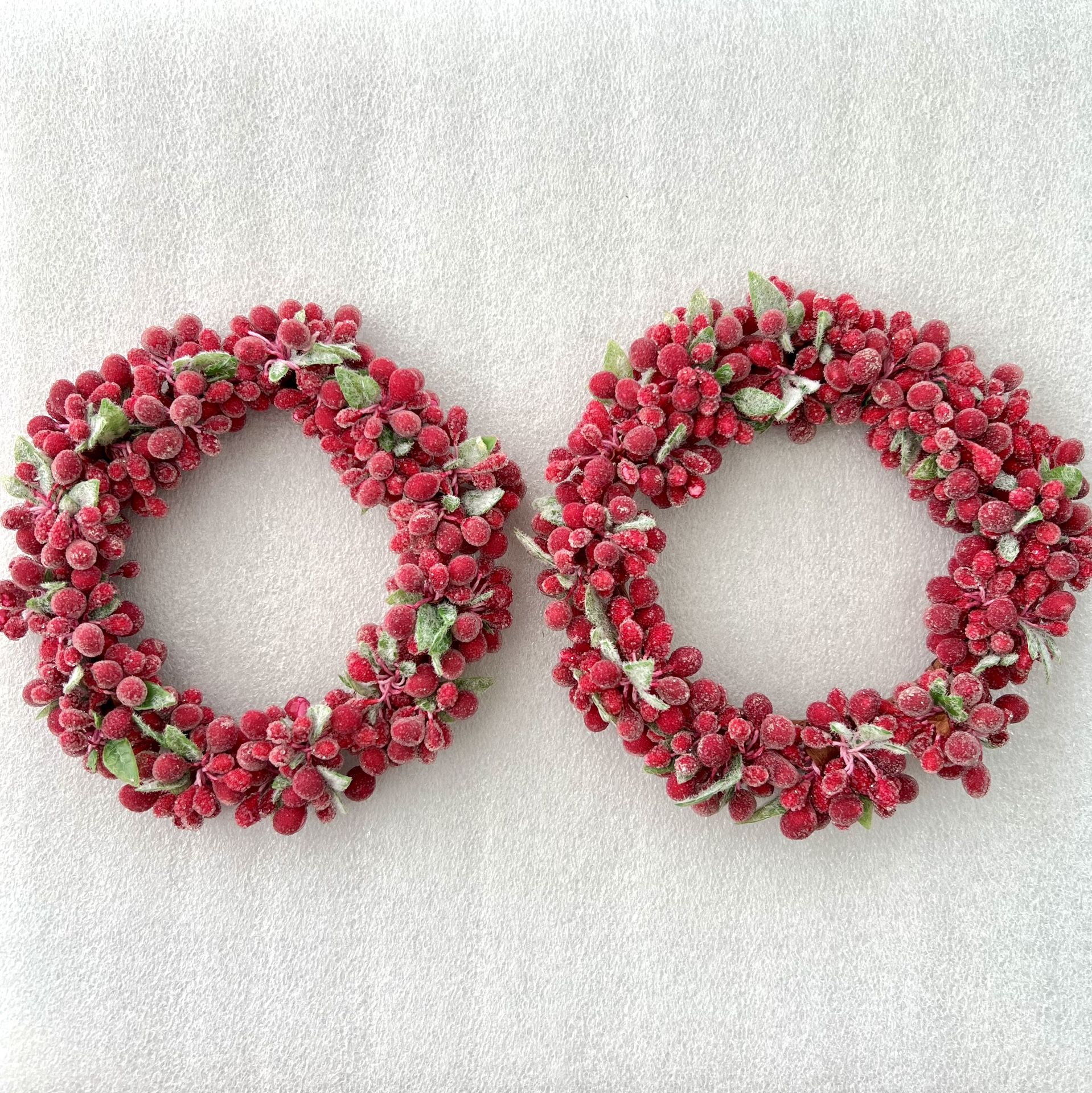 Two Christmas Berries Mini Wreaths or Pillar Candle Decor