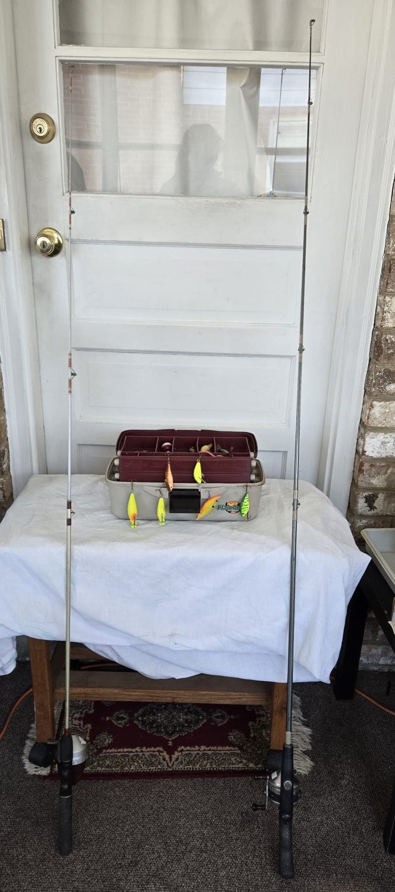 Tackle Box With Tackles And 2 Rods
