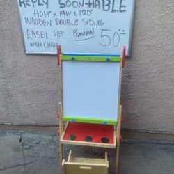 Wooden Double Siding Easel Chalk And Dryerased Pizzarron Para Gus Y Marcador 