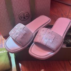 Tory Burch Rhinestone Silver Sandals 