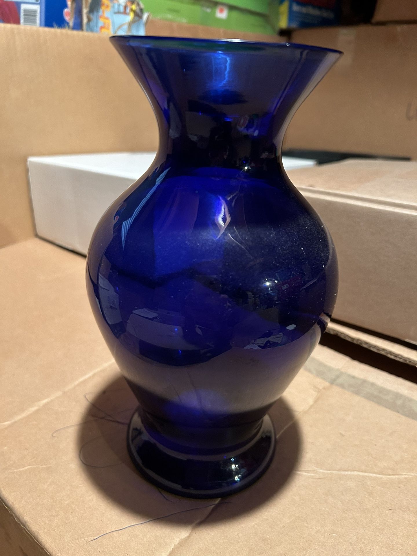 Vintage, Large Cobalt Blue Glass Vase, approx. 9.5" Tall