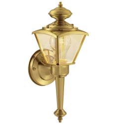 Hampton Bay 1-Light Polished Brass Outdoor Wall Lantern