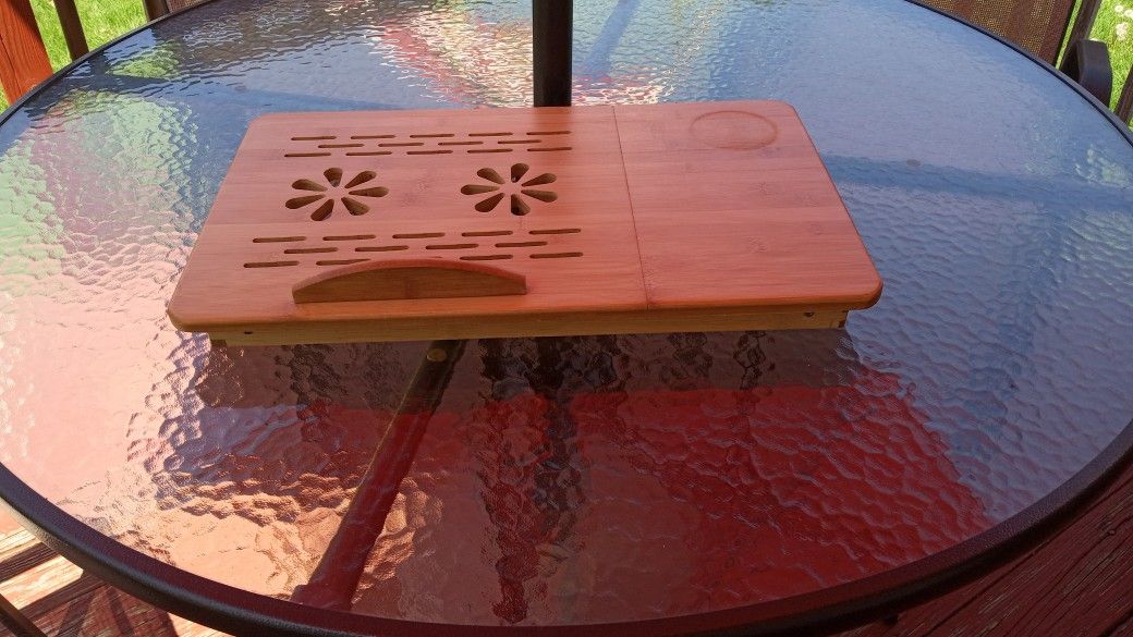 Bamboo bed tray with titling top