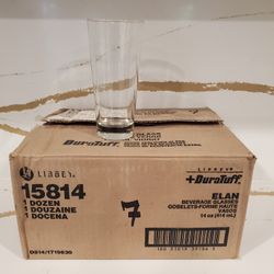 NEW Lot of 7 Elan Duratuff Libbey 15814 14 OZ Drinking Glasses Glass Clear Restaurant Bar Quality 