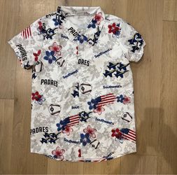 2026 red white and blue San Diego Padres Hawaiian shirt