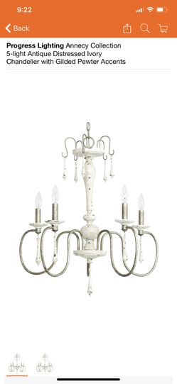 Progress Lighting Annecy Collection 5-light Antique Distressed Ivory Chandelier with Gilded Pewter Accents