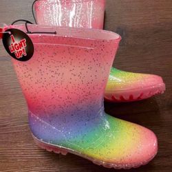 New Lighting Up Girls Rain Boots, Size 2-3