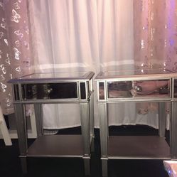 Silver Mirror Nightstands Or Accent Tables 