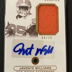 JAVONTE WILLIAMS SIGNED /75 Super Break 2024 Keepsake Edition Gem Patch Thick Football Card