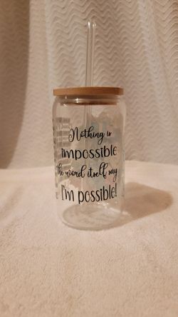 Audrey Hepburn Custom  Design  16 0z  Libby Glass Cup With Bamboo Lid And Glass Straw.