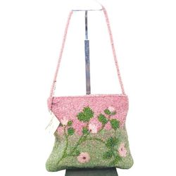 Christian Livingston Women's Purse Vintage Beaded Floral Pink Green Cottagecore Bag NWT Deadstock