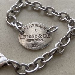 Vintage Retired Oval Please Return To Tiffany & Co 925 Bracelet 