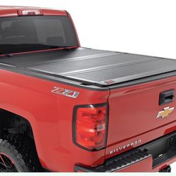 Rough Country Hard Tri-Fold Truck Bed Tonneau Cover For Chevy Silverado And GMC Sierra 1500/2500HD/3500HD (2014-2019) - Fits 5'9 Bed With Rail