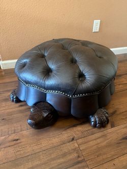 Vintage Elegant Walnut Finish Turtle Foot Stool