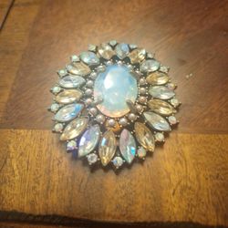 Vintage Nancy & Rise Large Brooch Opalescent Navette