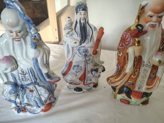Three Porcelain Chinese Gods of Happiness