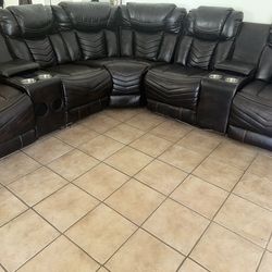 Brown Leather sectional