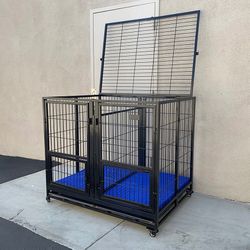 $280 (Brand New) X-Large 49” heavy duty folding dog cage 49x38x43” double-door kennel w/ divider