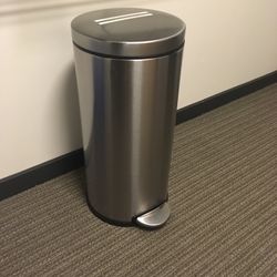 Tall Metal Kitchen Trash Can - Silver