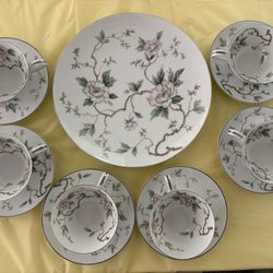 Noritake China Chatham Pattern 1 Large Plate with 6 Cups & Saucers