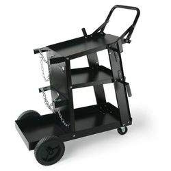 496**Welding Cart, 3-Tier Welder Cart Heavy Duty with 400 Lbs Weight Capacity, 360° Swivel Wheels, Tank Storage Safety Chains, Rolling MIG Welder Cart