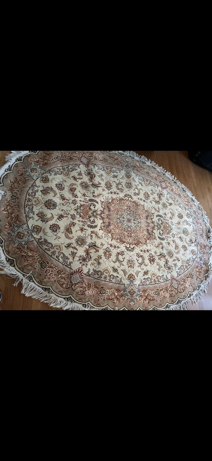 Beautiful Oval Silk Persian Tabriz Rug