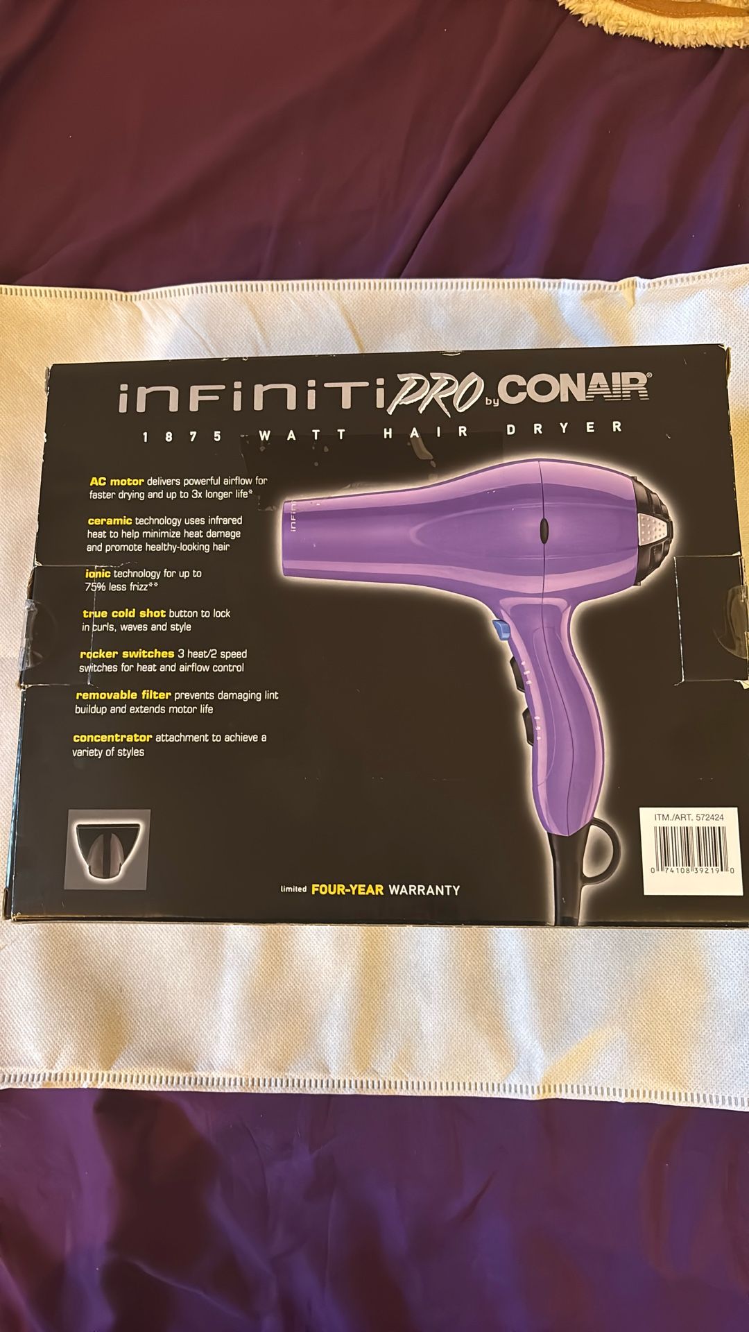 Brand New Never Opened Purple ConAir Hair Dryer
