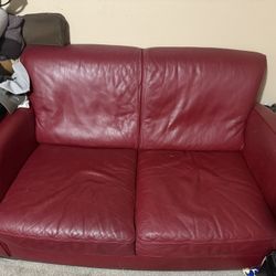 Red/Maroon Leather Sofa