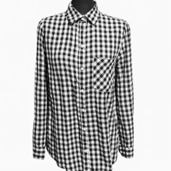 Old Navy Black White Gingham Shirt Medium