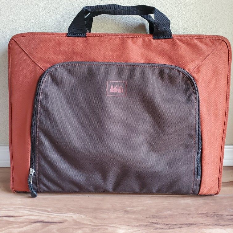 REI 15 Inch Laptop Bag Brown Orange Briefcase Lap Desk Computer Work Commuter School Unisex