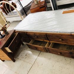 Twin Bed Wood With Drawers Includes Night Stand And New mattress In Tallahasse Delivery Available