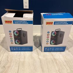 60W portable Bluetooth speaker with 2.2 channels- two 3-inch woofers & two 3-inch tweeters for powerful sound and bass.   