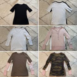 Bundle of 6 Long Sleeve & 3/4 Sleeve Shirts, Medium