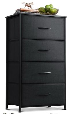 AODK Small Dresser for Bedroom with 4 Storage Drawers, Black  Dressers Chest of Drawers Fabric Dresser with Sturdy Steel Frame, Dressers for Closet wi