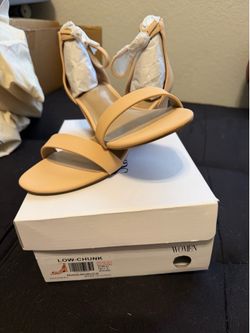 Low chunk nude heels 9.5
