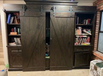 High End Barn Door Entertainment Center