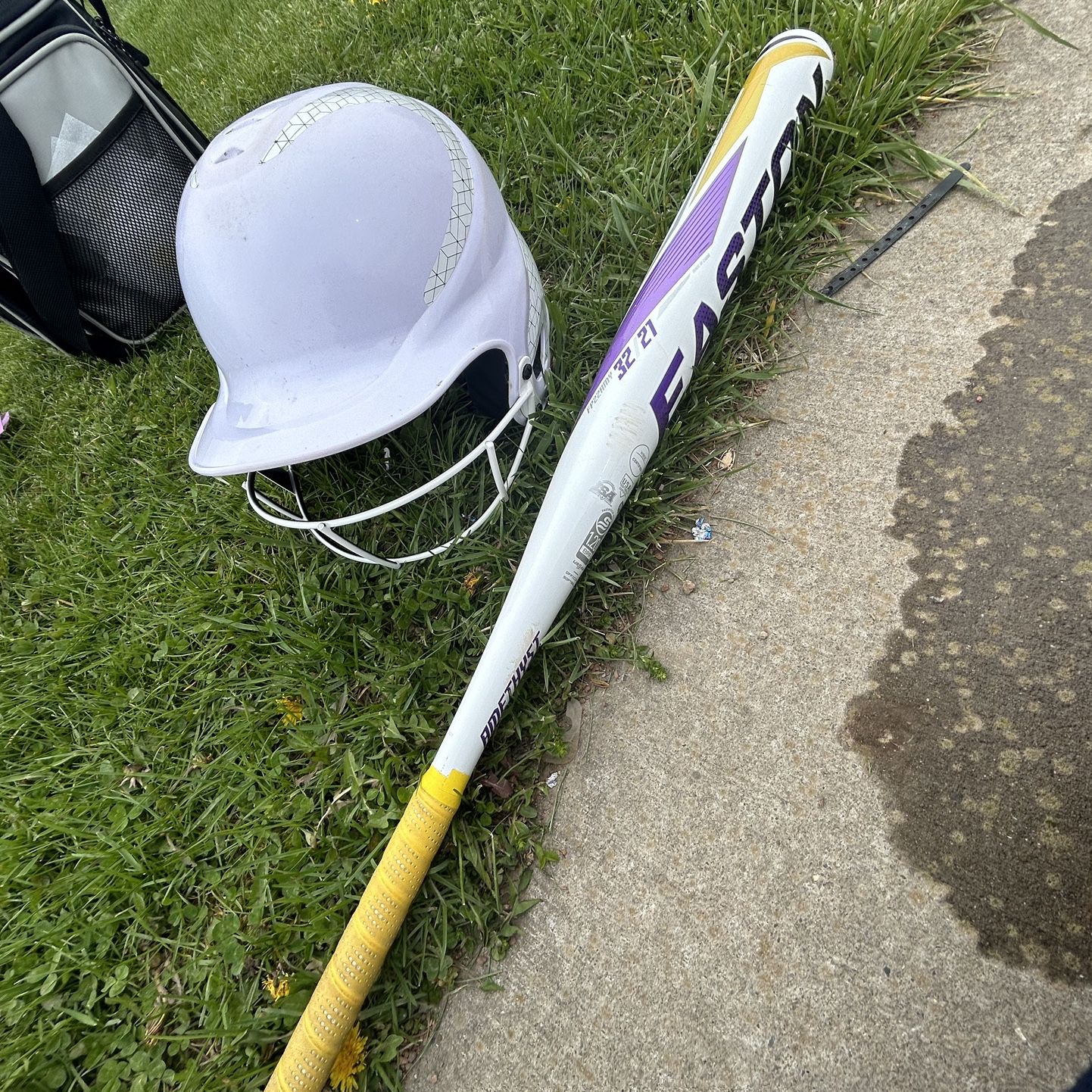 Soft Ball Helmet And Bat 