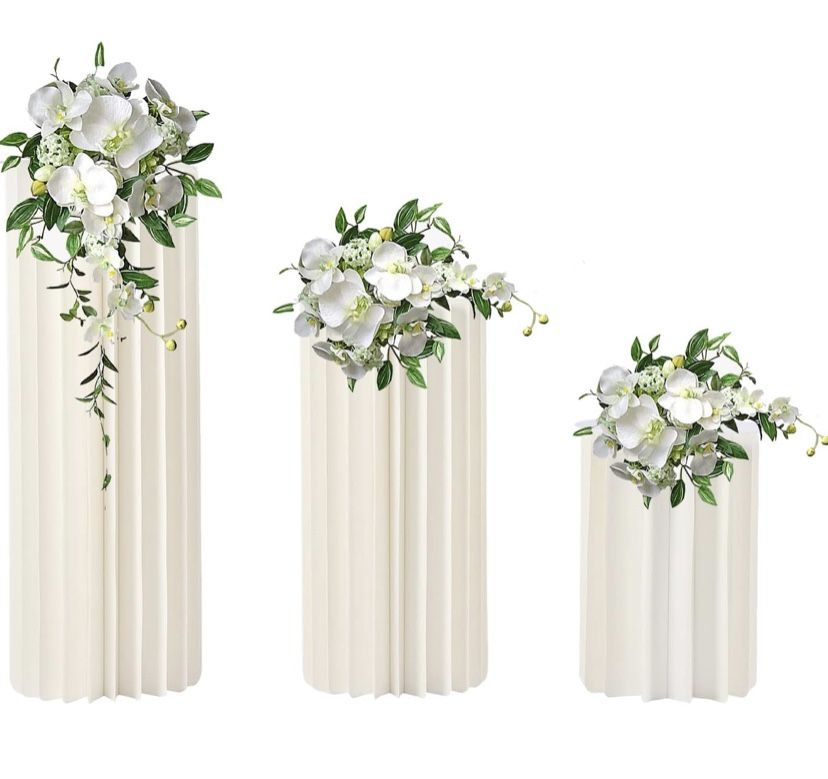 Cardboard Flowers Vases White Acrylic Flower Column Cylinder Stand
