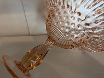 Pink Hobnail Stem Compte Depression Glass
