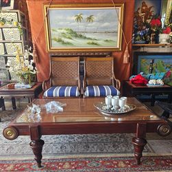 Antique British Colonial Cocktail Coffee Table