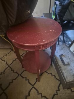 Red Round Two-Tier Side Table