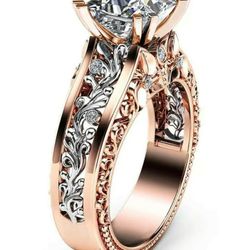 Pretty Rose Gold Tone Cubic Zirconia Ring