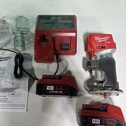 Brand New Milwaukee Palm Router With 2 Batteries And Charger 