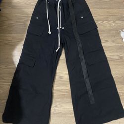 Rick Owens Size S 29-31 Cargo Pants Wide Leg SS24 Black