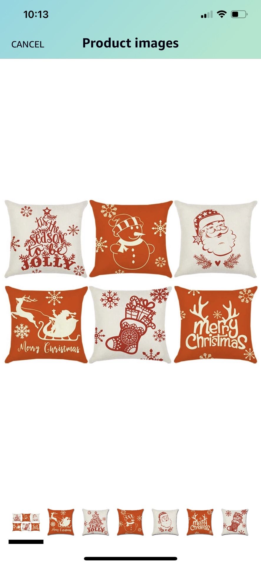 Brand new Wtisan Holiday Pillows Christmas Red Decorative Throw Pillow Case Set of 6 Xmas Tree,Snowman,Deer Cushion Cover Cotton Linen 18x18 Inch